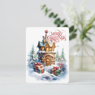 Cartão De Festividades Feliz Natal meu design da casa de gengibre