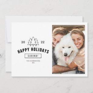 Cartão De Festividades Feliz Natal Minimalista Casal Multi Foto Cachorro