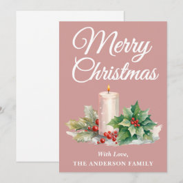 Cartão De Festividades Feliz Natal Minimalista em Rosa Empoeirado