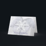 Cartão De Festividades Feliz Natal - Mittens de Neve<br><div class="desc">NewParkLane - Cartão de Natal,  com uma foto romântica de luvas de neve com flocos de gelo.</div>