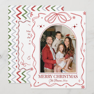 Cartão De Festividades Feliz Natal moderno 1 foto de família fofa simples