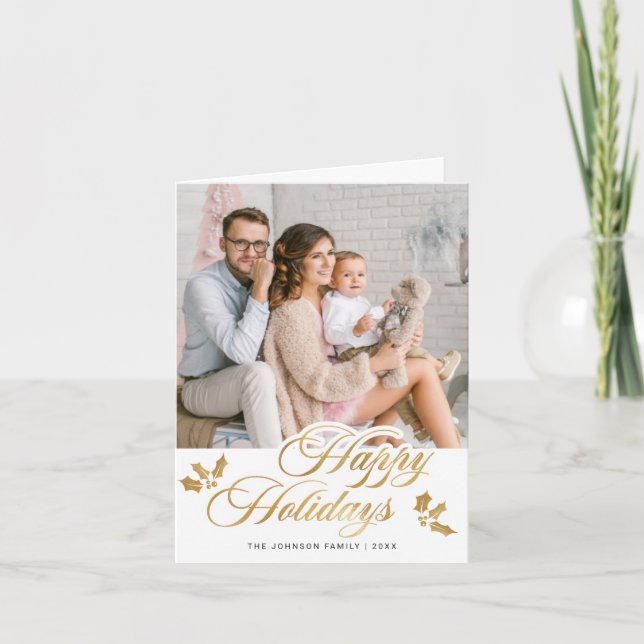 Cartão De Festividades Feliz Natal Moderno 3 FOTO Saudação (Frente)