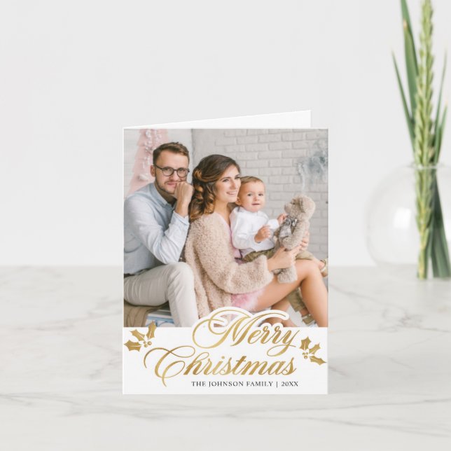 Cartão De Festividades Feliz Natal Moderno 3 FOTO Saudação (Frente)