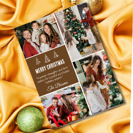 Cartão De Festividades Feliz Natal, moderno, 4 fotos da família, simples