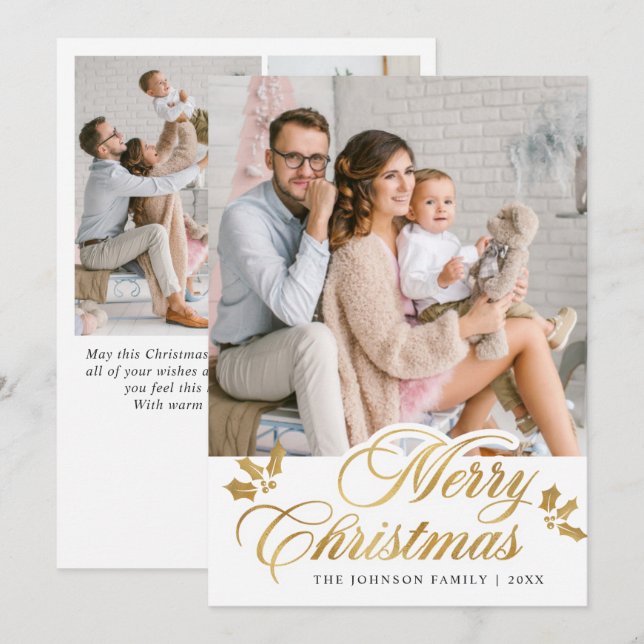 Cartão De Festividades Feliz Natal Moderno 4 Saudação (Frente/Verso)