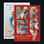 Cartão De Festividades Feliz Natal Moderno|6 Fotos| Fundo Vermelho<br><div class="desc">Torne seus votos de Natal extra especiais com este cartão de Natal moderno e encantador. A frente do cartão apresenta o nome da sua família ao lado das letras que formam a palavra "MERRY", com 5 das suas fotos como decorações dentro das letras, tudo isso em um fundo verde. Enquanto...</div>