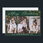 Cartão De Festividades Feliz Natal Moderno Collage Snowflakes Verde<br><div class="desc">Feliz Natal Moderno 3 Cartão de Férias de Colagem de Fotos</div>