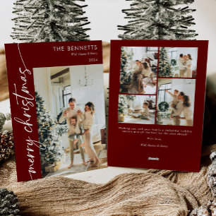 Cartão De Festividades Feliz Natal Moderno com Letra Vermelha 5 Fotos