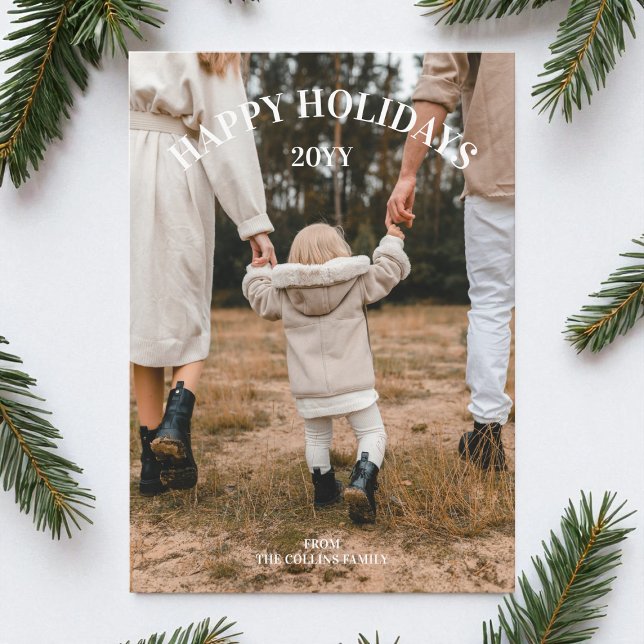 Cartão De Festividades Feliz Natal Moderno Elegante Foto de Natal (Happy Holidays Modern Elegant Christmas Photo Holiday Card)