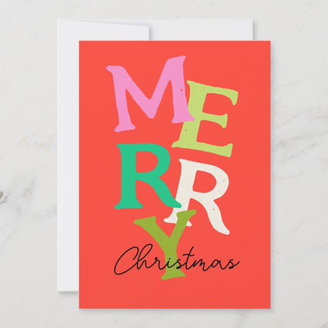 Cartão De Festividades Feliz Natal Moderno Feriado Brilhante (Frente)