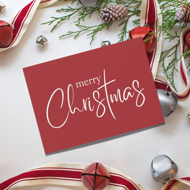 Cartão De Festividades Feliz Natal Moderno Feriado Vermelho (Criador carregado)