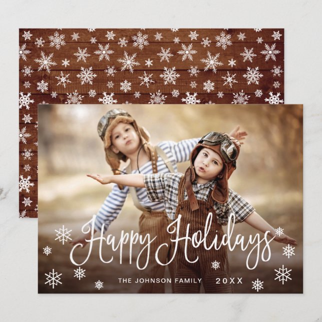 Cartão De Festividades Feliz Natal Moderno Feriados FOTO Saudação de Nata (Frente/Verso)