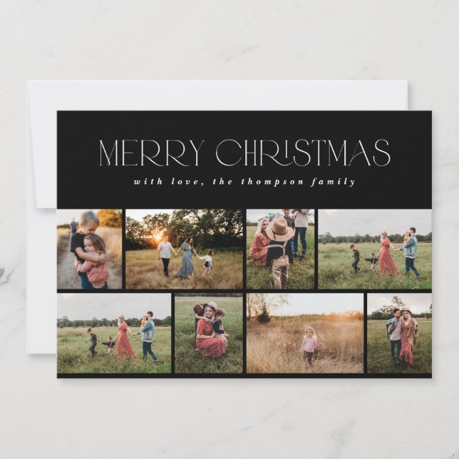 Cartão De Festividades Feliz Natal Moderno Mínimo preto e branco (Frente)