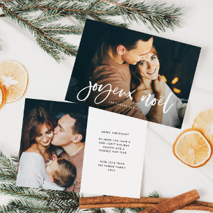 Cartão De Festividades Feliz Natal Moderno Natal com Duas Fotos em Fran