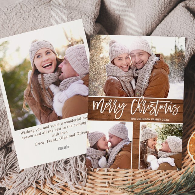 Cartão De Festividades Feliz Natal Moderno Russo 4 FOTO Saudação (Criador carregado)