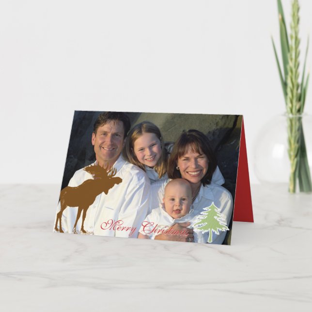 Cartão De Festividades Feliz Natal Moose (Frente)