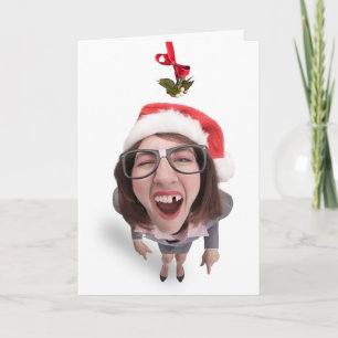 Cartão De Festividades Feliz Natal Mulher Dente Faltando Mistletoe