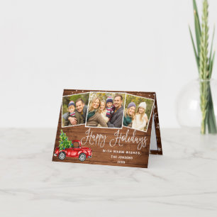 Cartão De Festividades Feliz Natal Natal Caminhão Vermelho Fazenda 3 Fot