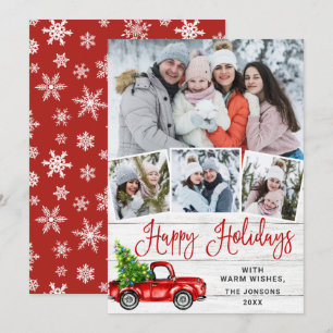 Cartão De Festividades Feliz Natal Natal Caminhão Vermelho Fazenda 4 Fot