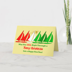 Cartão De Festividades Feliz Natal náutico para os meus amigos à vela