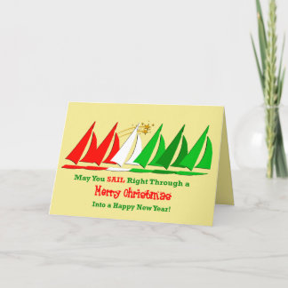 Cartão De Festividades Feliz Natal náutico para os meus amigos à vela