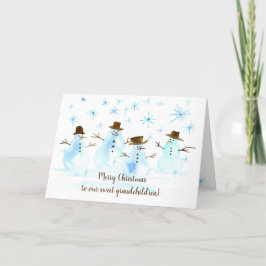 Cartão De Festividades Feliz Natal Netos Snowmen Snowflakes