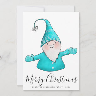 Cartão De Festividades Feliz Natal Nórdico Gnome Teal 2025 Calendário