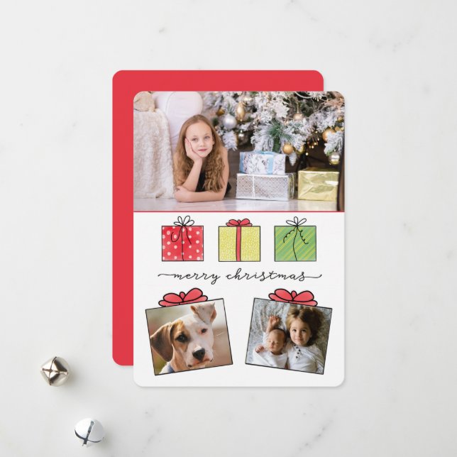 Cartão De Festividades Feliz Natal Oferece Feriado de 3 Fotos (Frente/Verso In Situ)