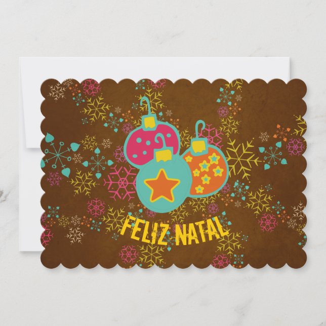 Cartão De Festividades Feliz Natal Ornaments Holidays Card (Frente)
