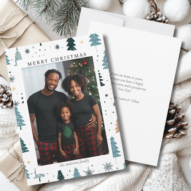 Cartão De Festividades Feliz Natal! Padrão de Natal, foto simples (Merry Christmas! Christmas pattern, simple photo Holiday Card)