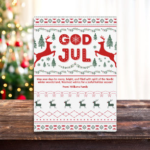 Cartão De Festividades Feliz Natal Padrão Escandinavo Cumprimento de Nata
