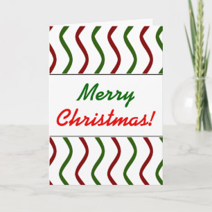 Cartão De Festividades "Feliz Natal!"; Padrão Vermelho e Verde das Linhas