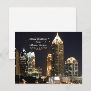 Cartão De Festividades "Feliz Natal," panorama de Atlanta, Geórgia