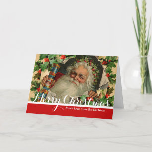 Cartão De Festividades Feliz Natal Papai Noel Antigo clássico