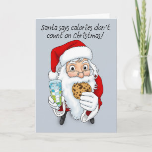 Cartão De Festividades Feliz Natal Papai Noel Engraçado Comendo Biscoito