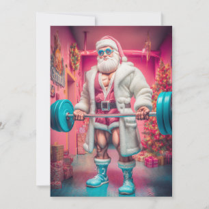 Cartão De Festividades Feliz Natal   Papai Noel Levanta Mais do que Prese