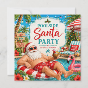 Cartão De Festividades Feliz Natal Papai Noel Tropical Festa de Verão na