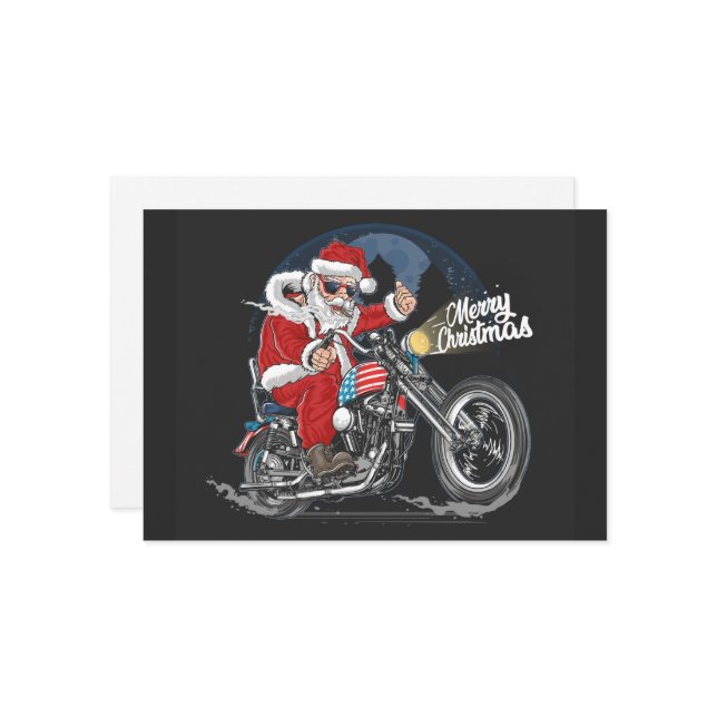 Cartão De Festividades Feliz Natal Papais noeis Biker (Frente/Verso In Situ)