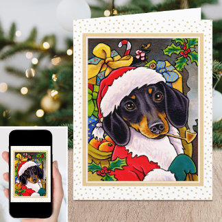 Cartão De Festividades Feliz Natal Papais noeis Cachshund