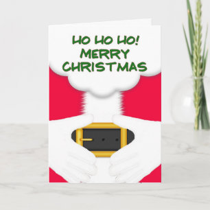 Cartão De Festividades Feliz Natal! Papais noeis com mãos na barriga!
