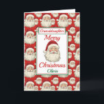 Cartão De Festividades Feliz Natal Papais noeis da neta<br><div class="desc">Um cartão de Natal adorável para neta. O padrão design apresenta o rosto sorridente do santa claus e um fundo vermelho. Todo o texto pode ser alterado conforme necessário para personalizar - alterar filha,  sobrinha ou irmã e,  em seguida,  personalizar com um nome e uma mensagem de dentro.</div>