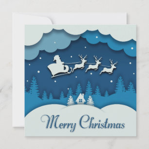 Cartão De Festividades Feliz Natal Papais noeis de Caligrafia Sleigh Rein