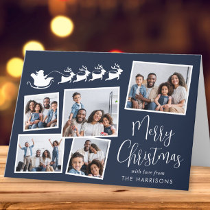 Cartão De Festividades Feliz Natal Papais noeis de Colagem de Fotos Sleig