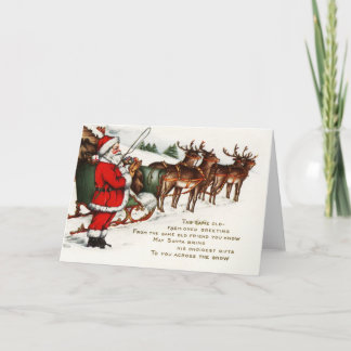 Cartão De Festividades Feliz Natal Papais noeis Sleigh Reindeer Holiday