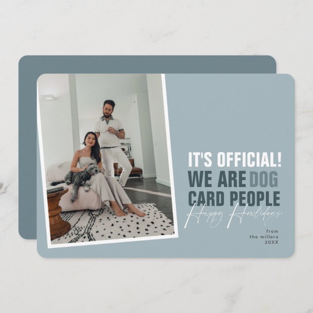 Cartão De Festividades Feliz Natal para Cachorro Azul Feliz Feriados (Frente/Verso)