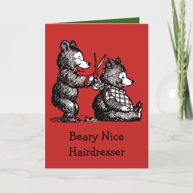 Cartão De Festividades Feliz Natal para Hairdresser - Beary Nice (Frente)