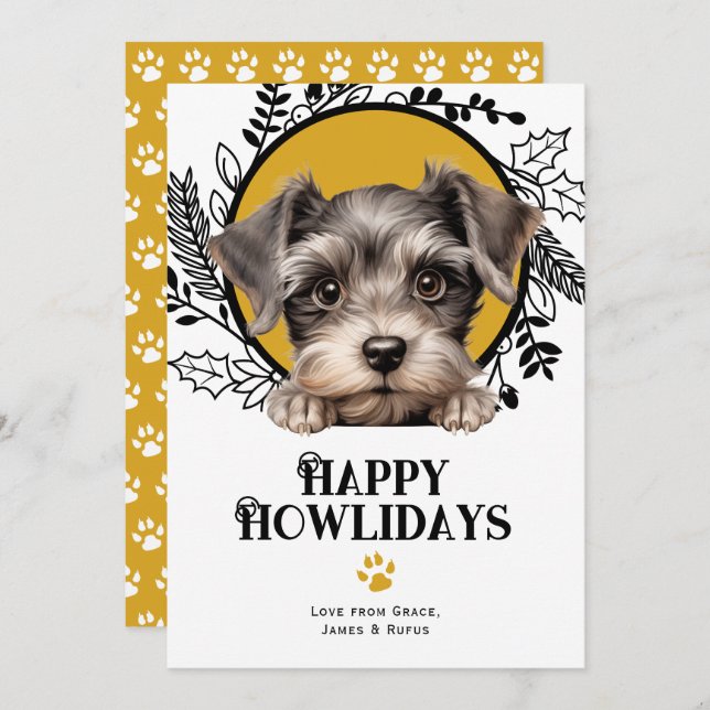 Cartão De Festividades Feliz Natal para Miniatura Schnauzer (Frente/Verso)