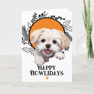 Cartão De Festividades Feliz Natal para o Cachorro Maltês