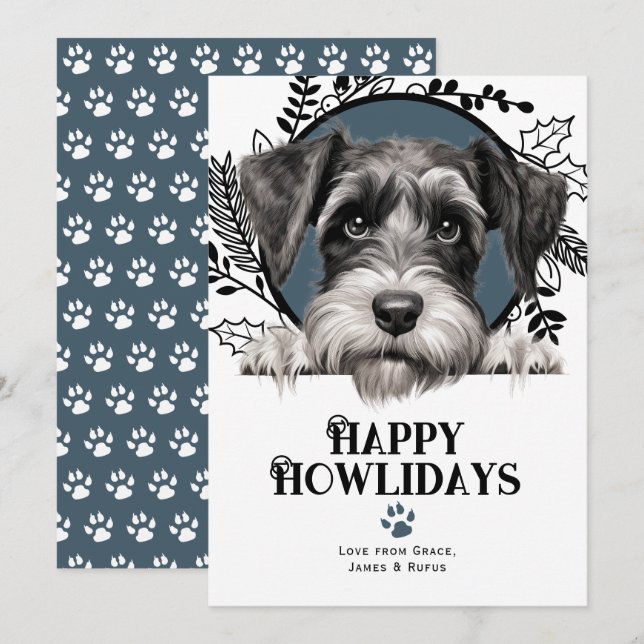 Cartão De Festividades Feliz Natal para o Cachorro Schnauzer Standard (Frente/Verso)