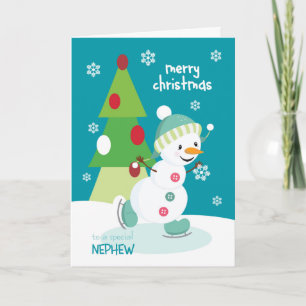 Cartão De Festividades Feliz Natal para o Sobrinho de Neve